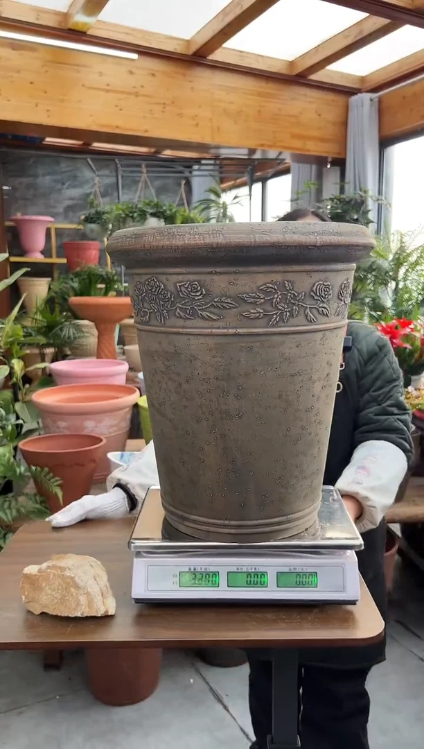 38*43/古铜色浮雕高花盆外贸尾单/UK38