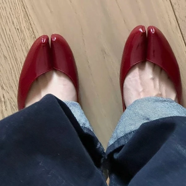 羊皮版~内增高3CM单鞋分趾鞋芭蕾舞鞋女浅口一脚蹬平底鞋通勤单鞋