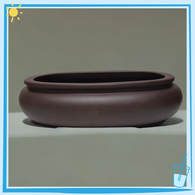 宜兴紫砂特大号椭圆花盆家用复古风庭院装饰用多肉组合盆栽专用盆