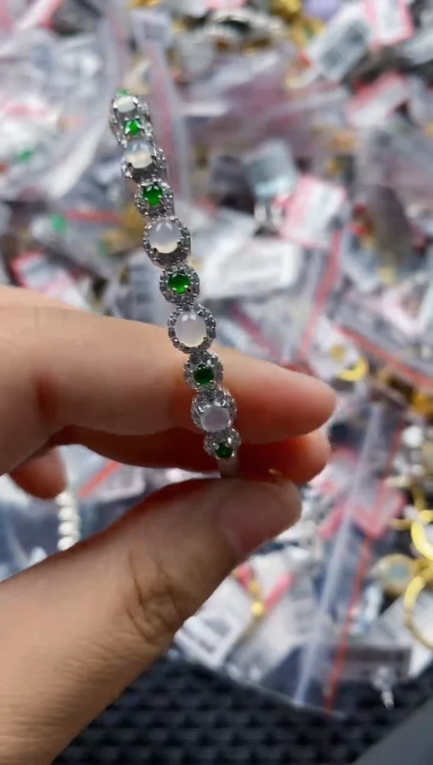 翡翠戒指银S925镶嵌1111---4