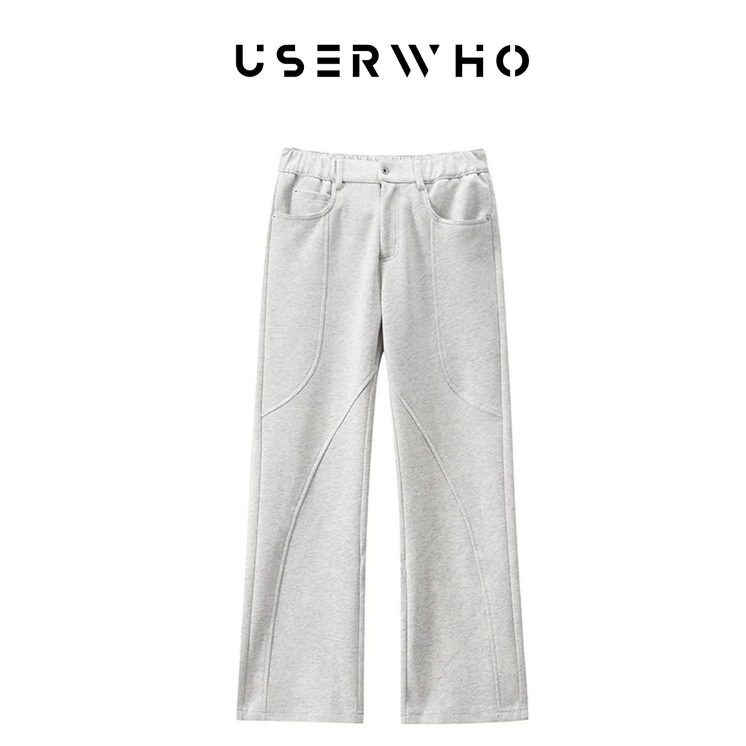 USERWHO幼虎 秋冬加绒新款时尚百搭显腿长运动休闲微喇裤