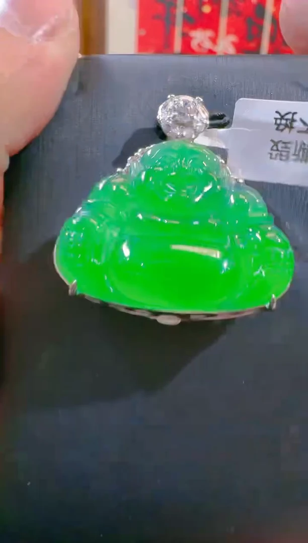 吊坠(赠链)银S925镶嵌翡翠天然A货翡翠
