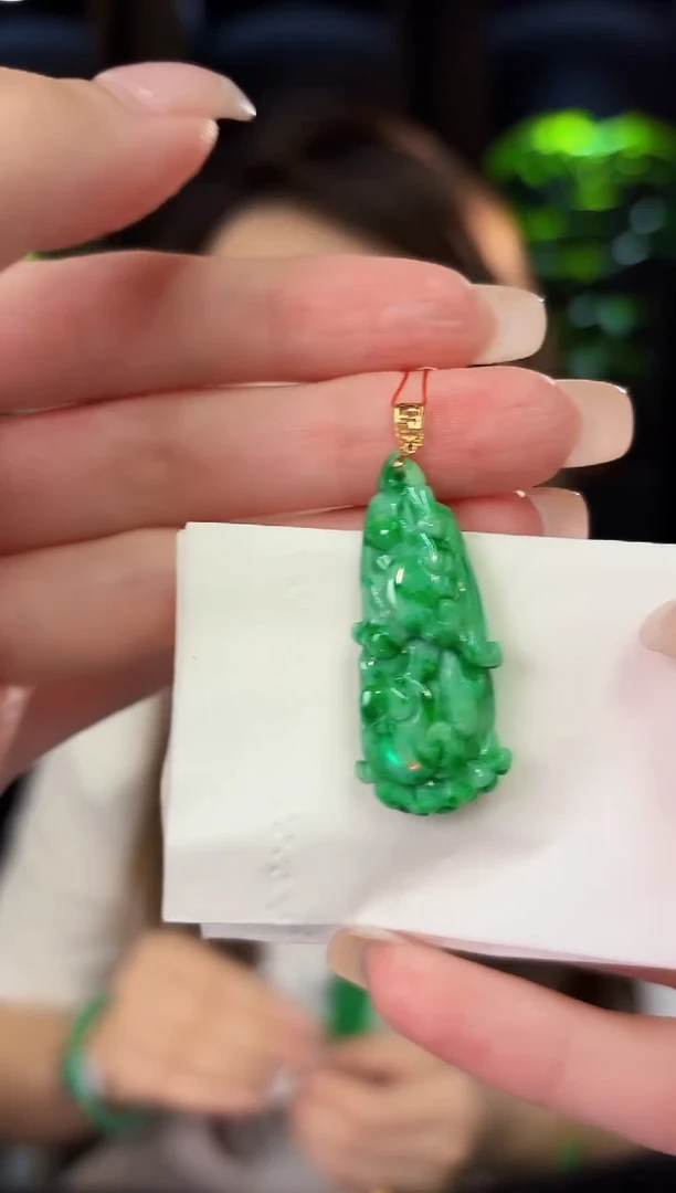 翡翠18K金镶嵌颈饰 缅料A货/支持复检/一件