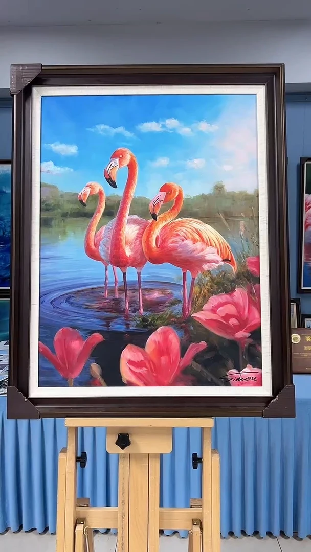 油画陶宗健-60*80-油画作品-火烈鸟