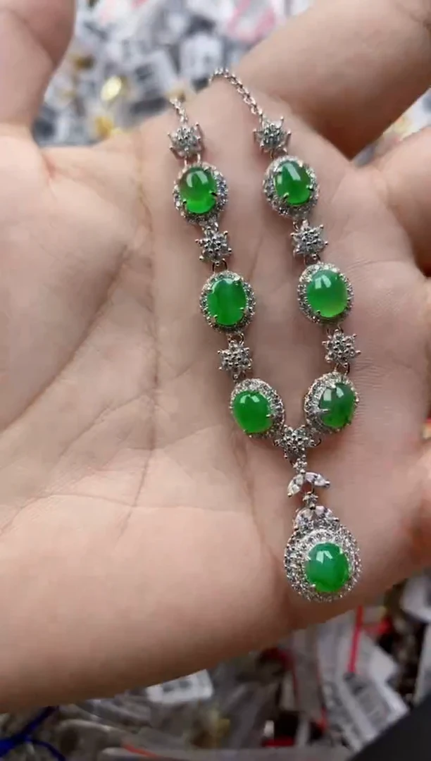 翡翠戒指银S925镶嵌4444      6