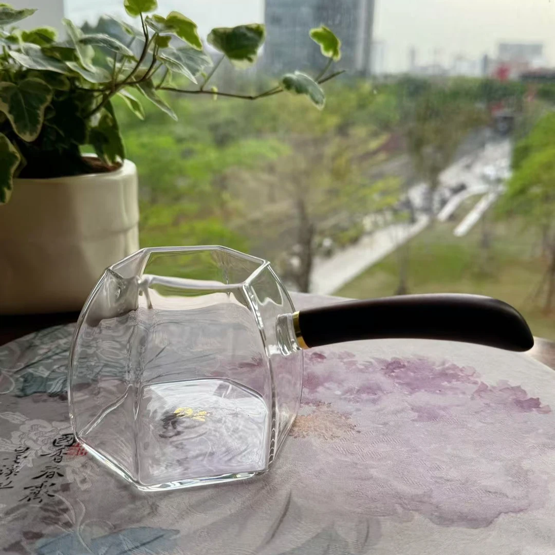 禾墨金标 清禾/清妍茶海侧把木把 高硼硅 玻璃公道杯 高端茶器