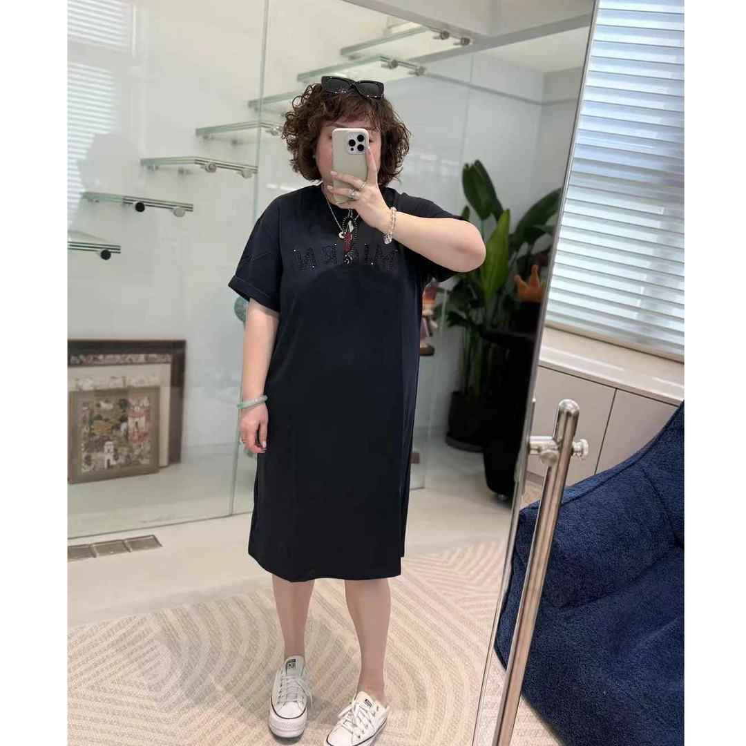 MEET  夏季定制版刺绣字母T裙