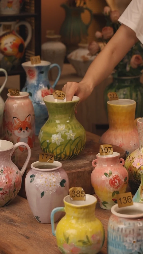 陶瓷525景德镇设计师手作花器摆件侘寂风