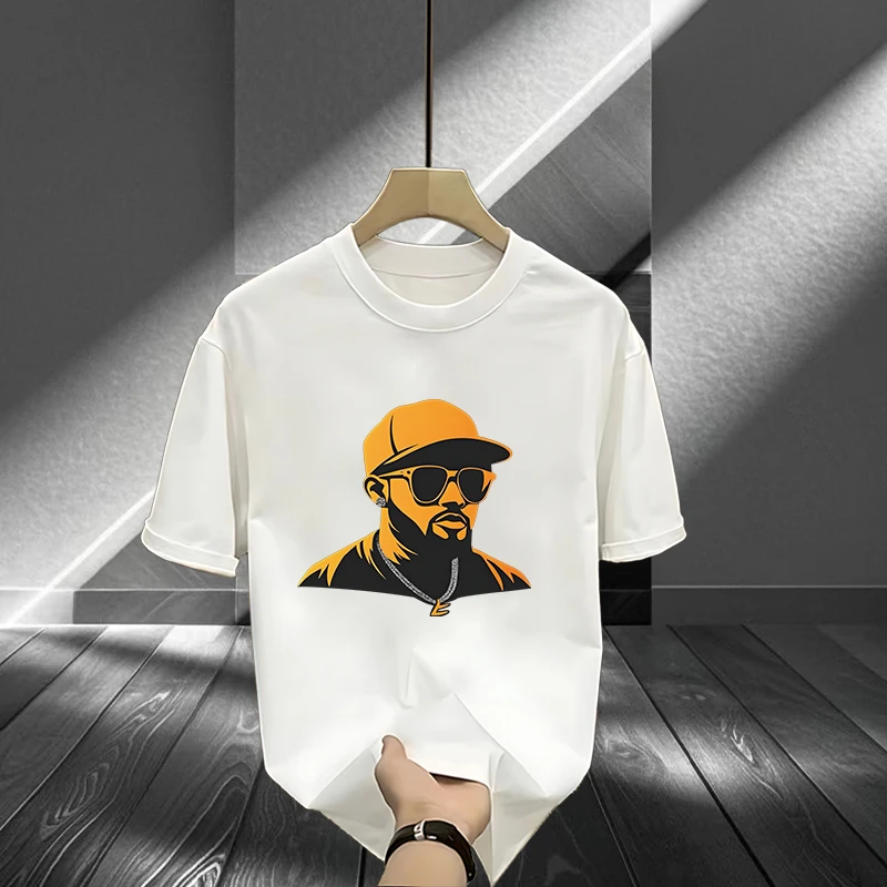 【高品质男装】2025重磅纯棉短袖夏季新款休闲宽松大码情侣T恤上衣