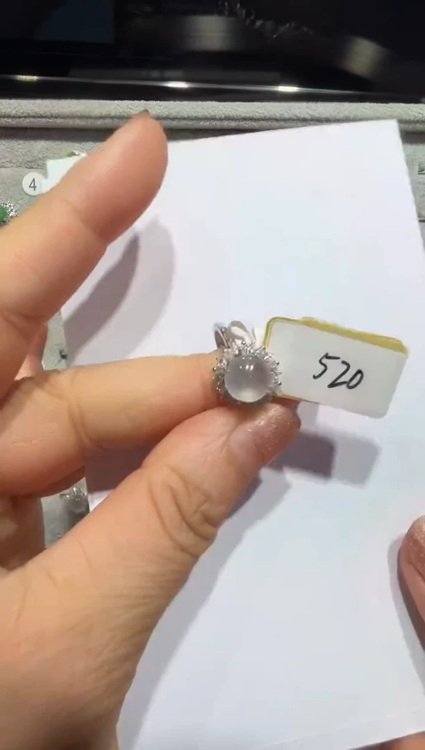 银S925镶嵌戒指翡翠925银镶翡翠戒指镶嵌4