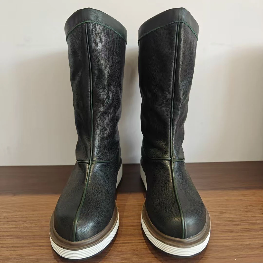 哈如贵男女同款皮靴超轻超软简约款百搭时尚靴子休闲真皮高帮