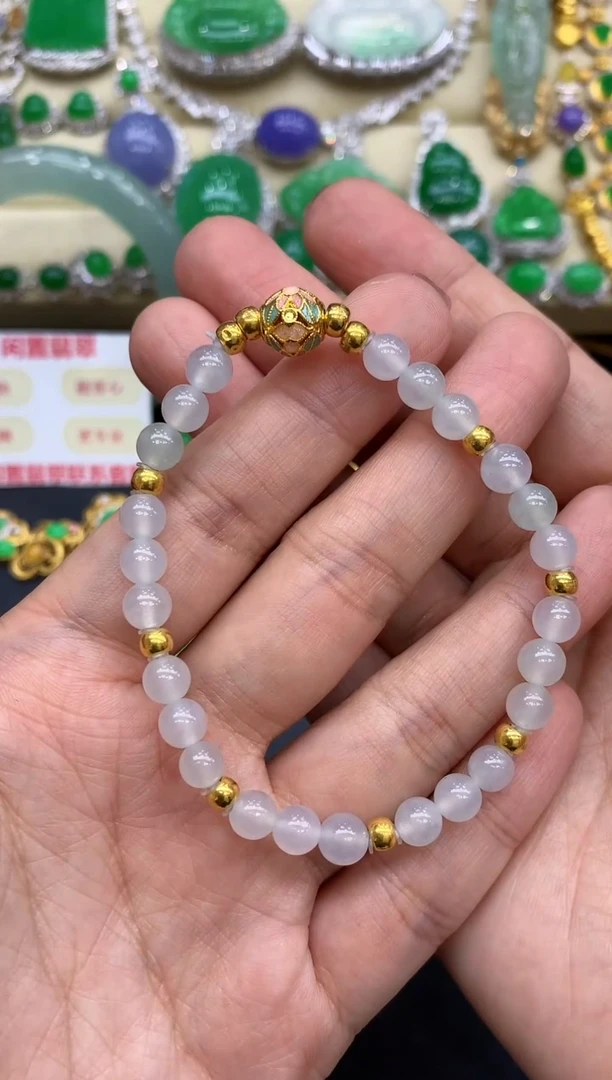 足金镶嵌手链翡翠229-中国好珍宝