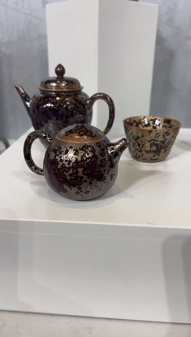 95柴房陶瓷柴烧斑鹿文旦