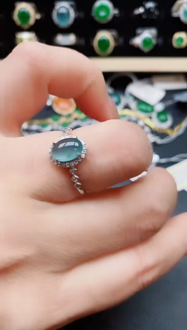 翡翠戒指银S925镶嵌850805