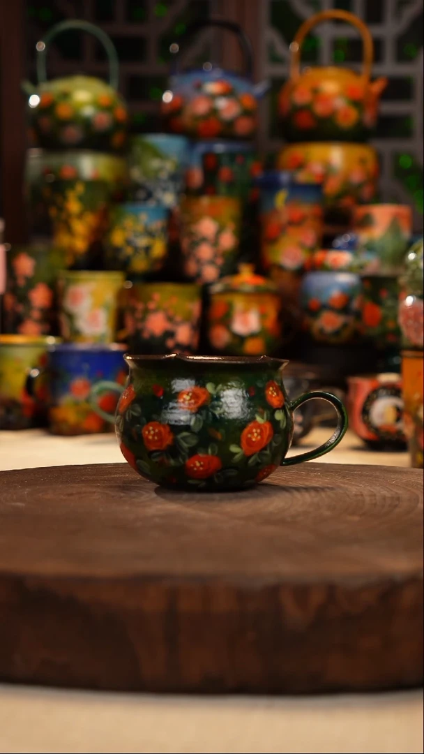 紫砂 油画釉下彩手绘