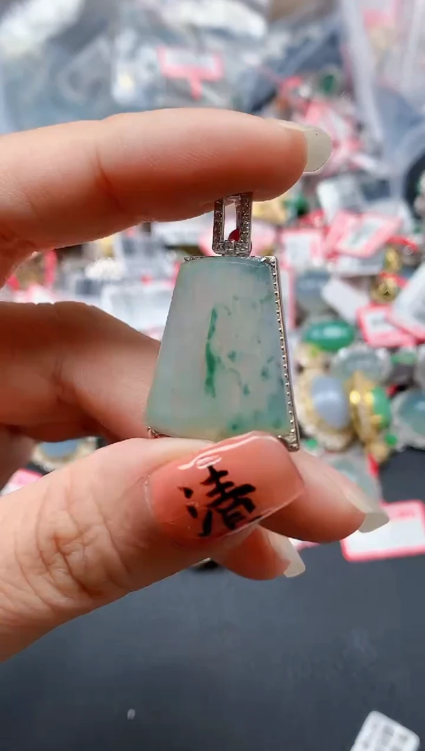 银S925镶嵌戒指翡翠天然A货缅甸翡翠