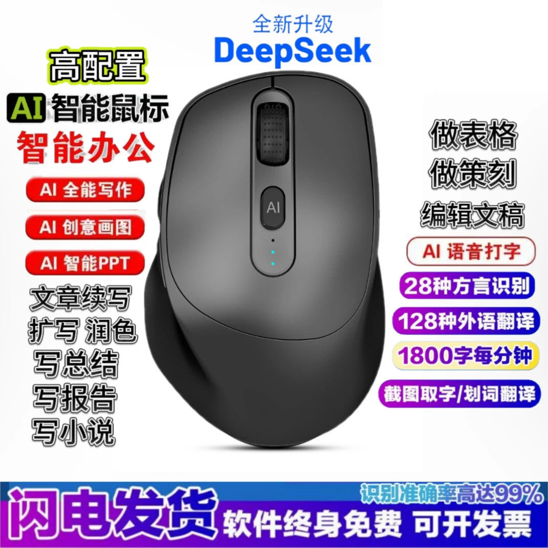 公司顶配AI【语音打字+翻译+绘图+表格PPT】立式人体工学鼠标办公