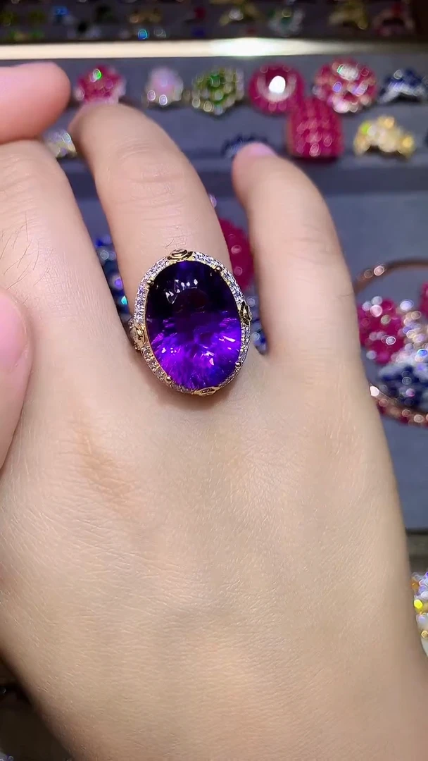 紫晶戒指银S925镶嵌....