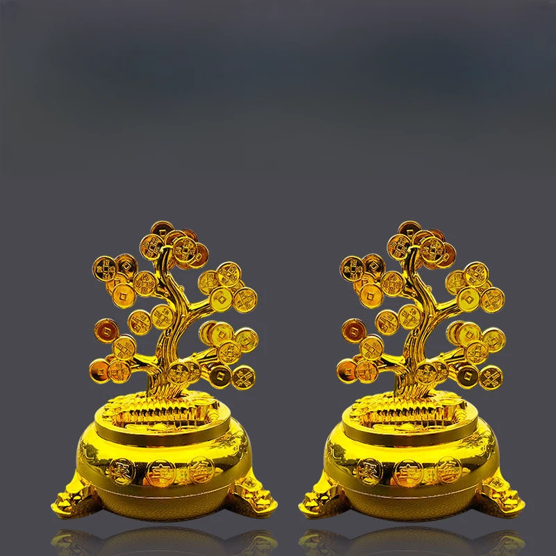 汽车装饰品太阳能摇摆车饰 发财树造型固体车载摆件