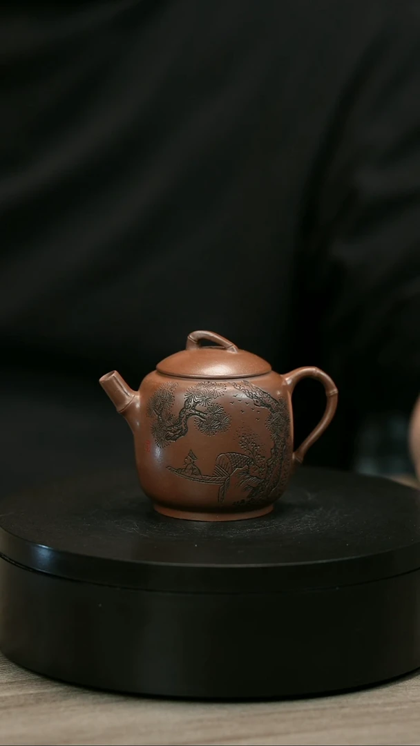 茶壶紫砂@*JH1500周卓琴刻绘竹瓜