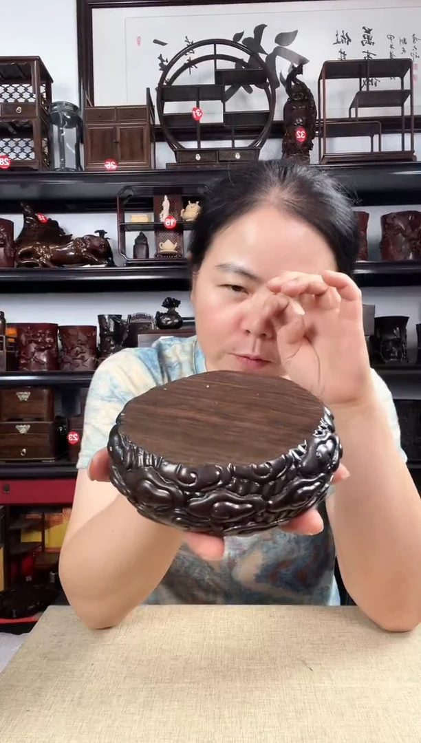 木大云纹圆老李红木工艺品