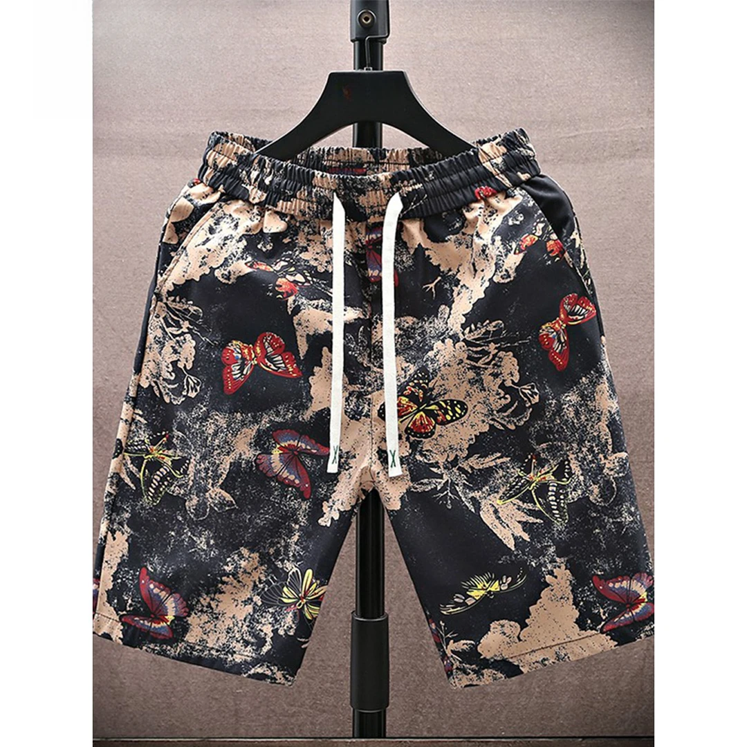 约文库费高端时尚春夏季男士冰丝短裤五分裤舒适休闲裤子潮沙滩裤