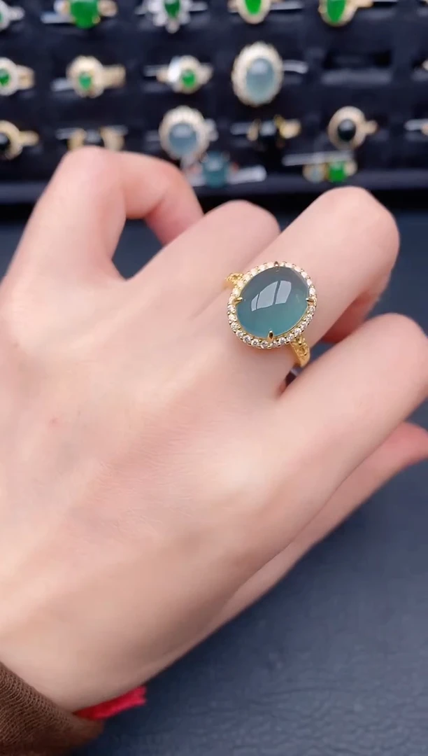 银S925镶嵌戒指翡翠天然a货翡翠39