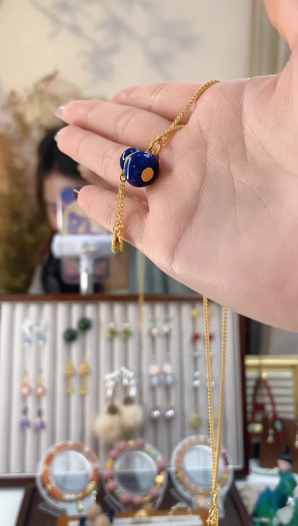 铜合金无铜合金锡合金深蓝葫芦项链