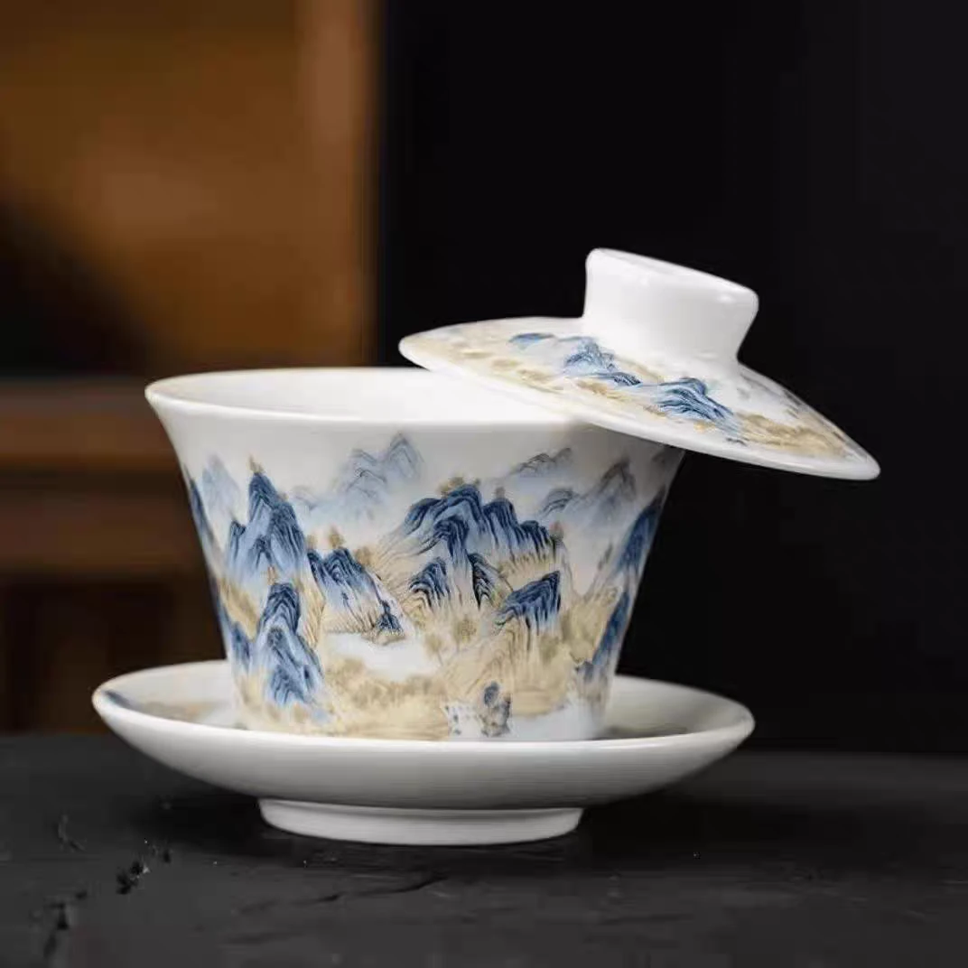 千里江山悬停盖碗F319