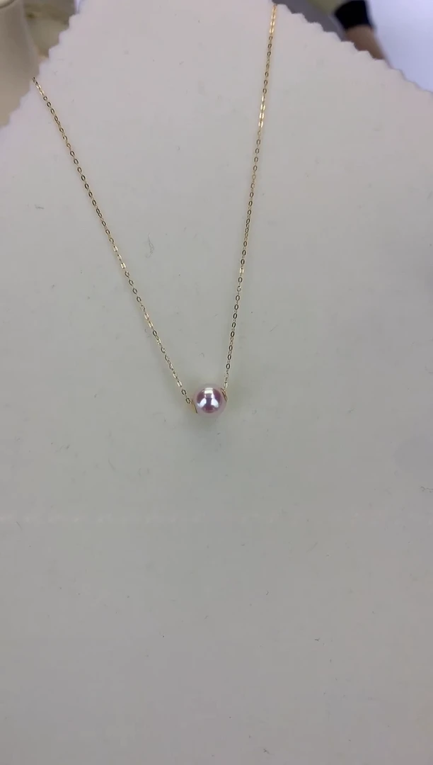 18K金镶嵌DA海水珍珠  GD007 8-8.5 天女路路通吊坠