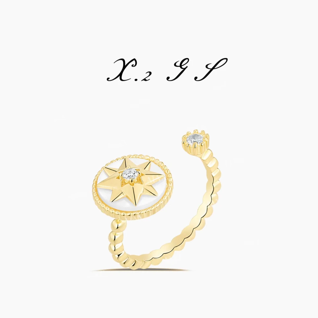 铜合金戒指 X·2高奢 立体浮雕幸运八芒星罗盘戒指 T29