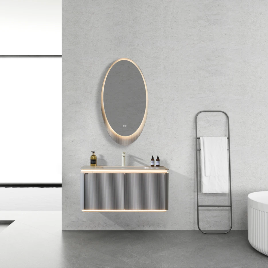 主推款！广东佛山鎏金石一体盆浴室柜