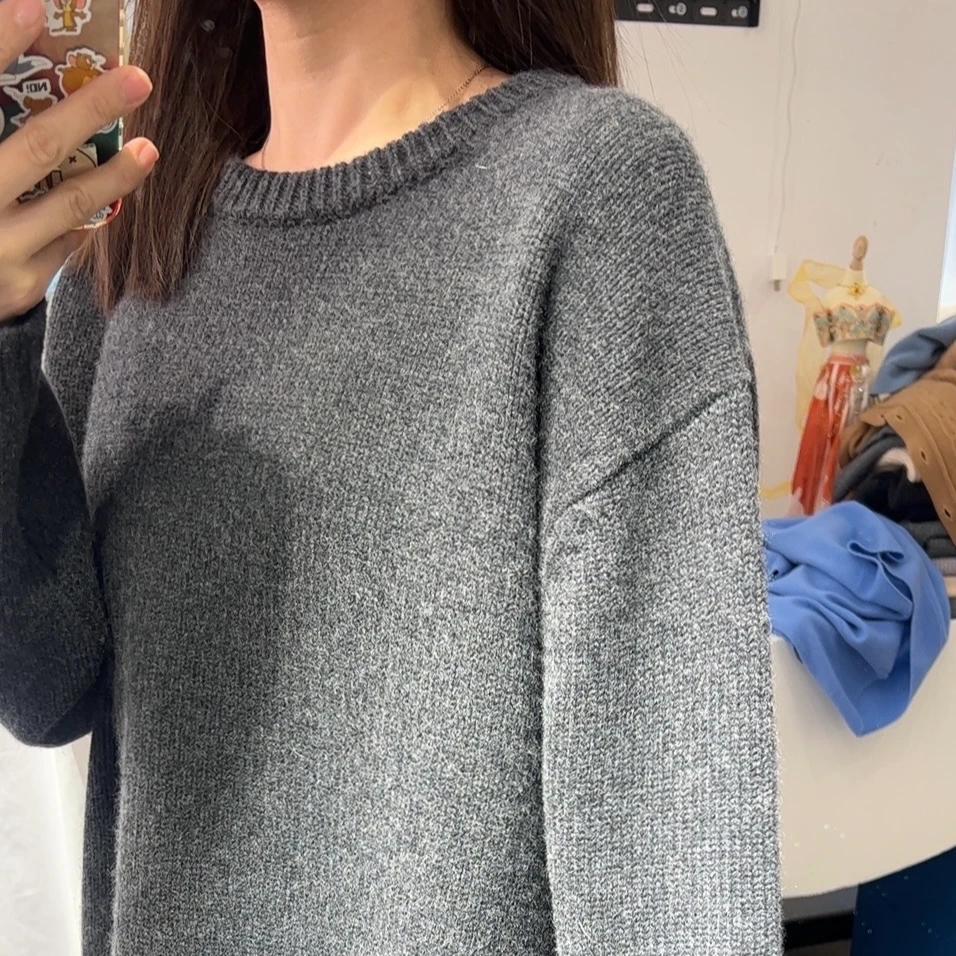 CENTERMERE山羊绒三针加厚羊绒衫宽松阔版后背反针线条纯绒针织衫