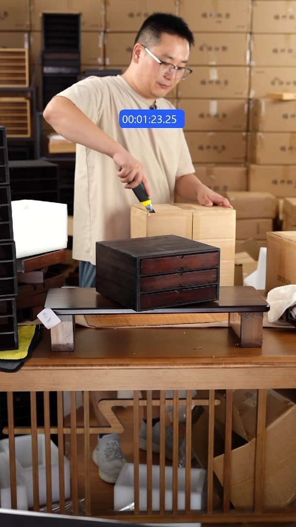 竹楠竹三层抽屉盒子