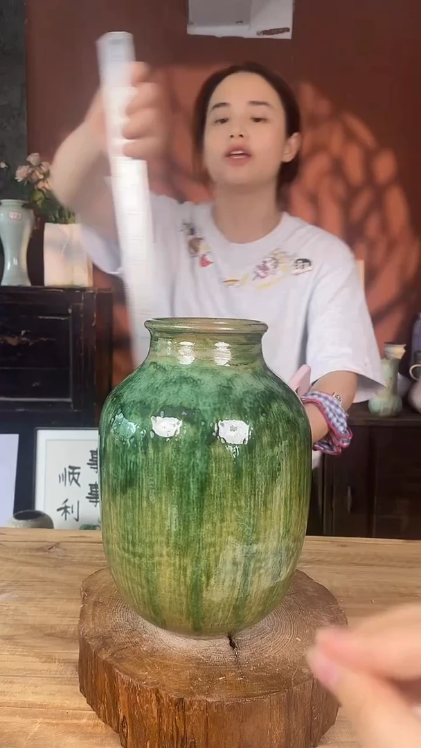 摆件景德镇高温陶瓷花器（口径10*高度26）