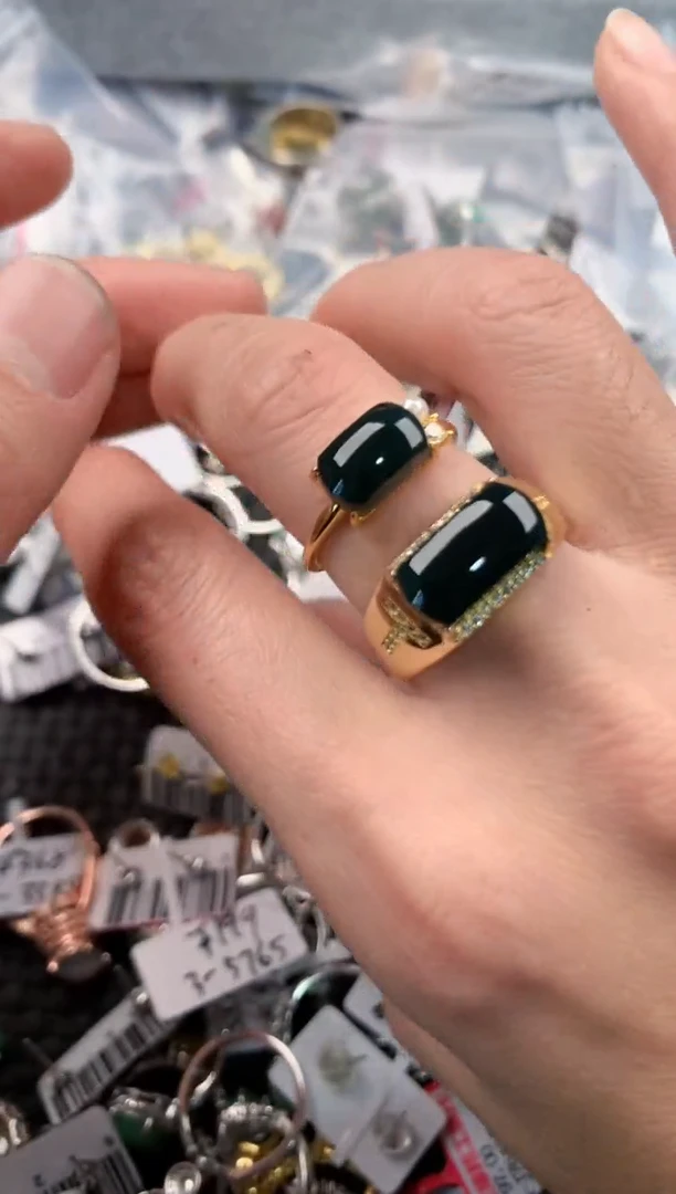 银S925镶嵌戒指翡翠555   2