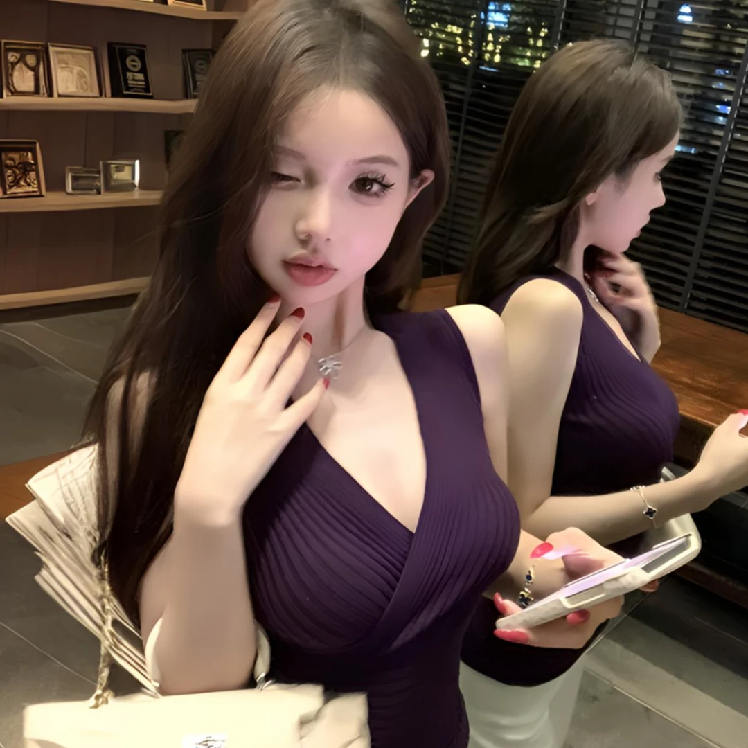 泰式交叉无袖背心女夏季外穿薄款辣妹针织小衫修身百搭打底衫上衣