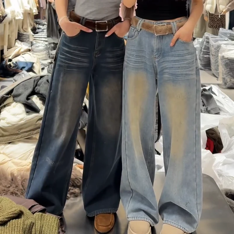 高级感阔腿牛仔裤女新款加绒加厚冬季裤子LK2508806