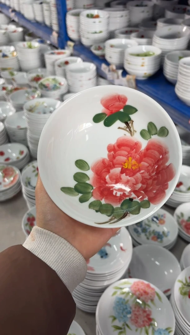 瓷片景德镇高温陶瓷食品级手绘釉中彩-小胖碗