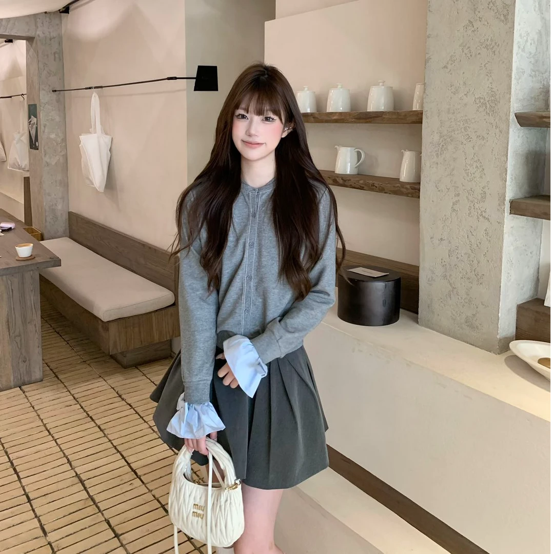 慵懒风长袖休闲风小众时尚套装百搭INS风上衣显瘦