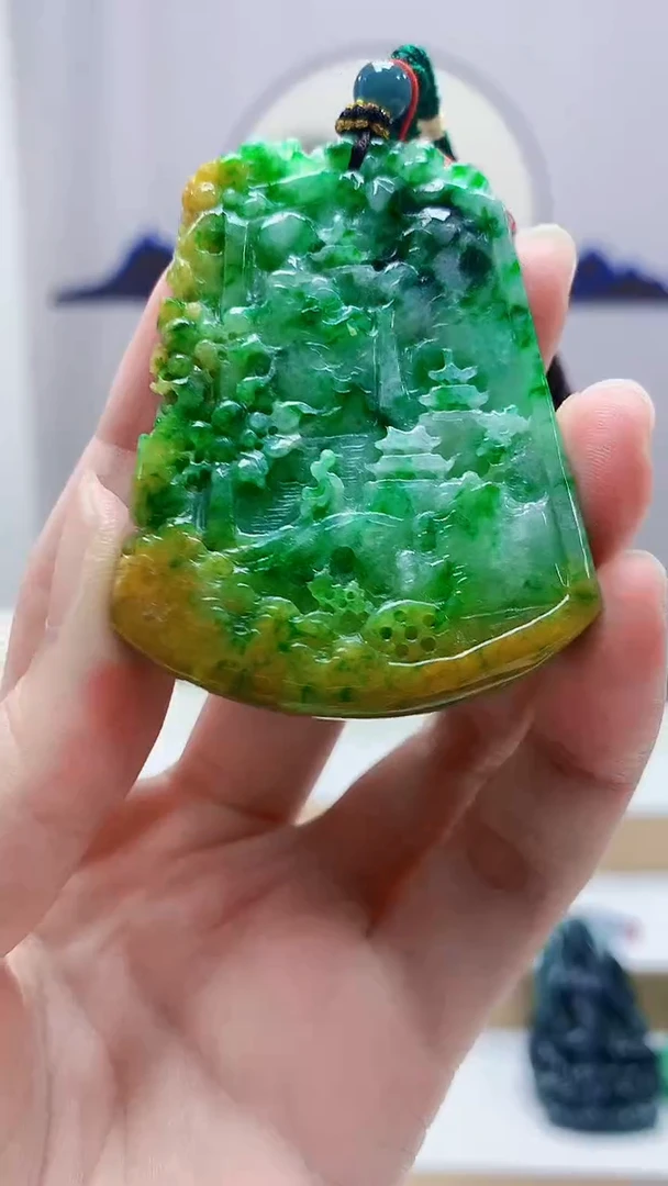未镶嵌定制翡翠4852zm-毛货挂件山水139