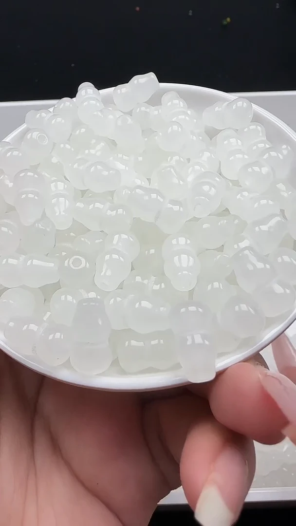 未镶嵌和田玉珠宝半成品白玉葫芦N416卡8*14mm散珠10颗（赠线