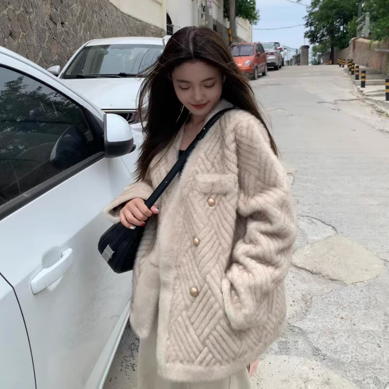 豆子优选-单件  高级秋冬加厚毛绒毛毛外套  DZ99092