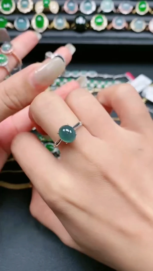 翡翠戒指银S925镶嵌111111