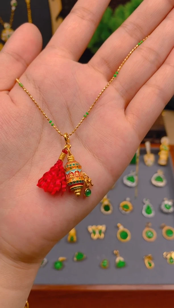 翡翠银S925镶嵌吊坠(不含链)转筒