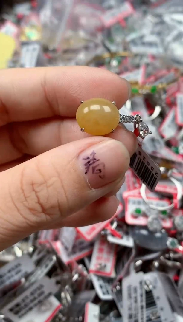 银S925镶嵌戒指翡翠天然A货缅甸翡翠