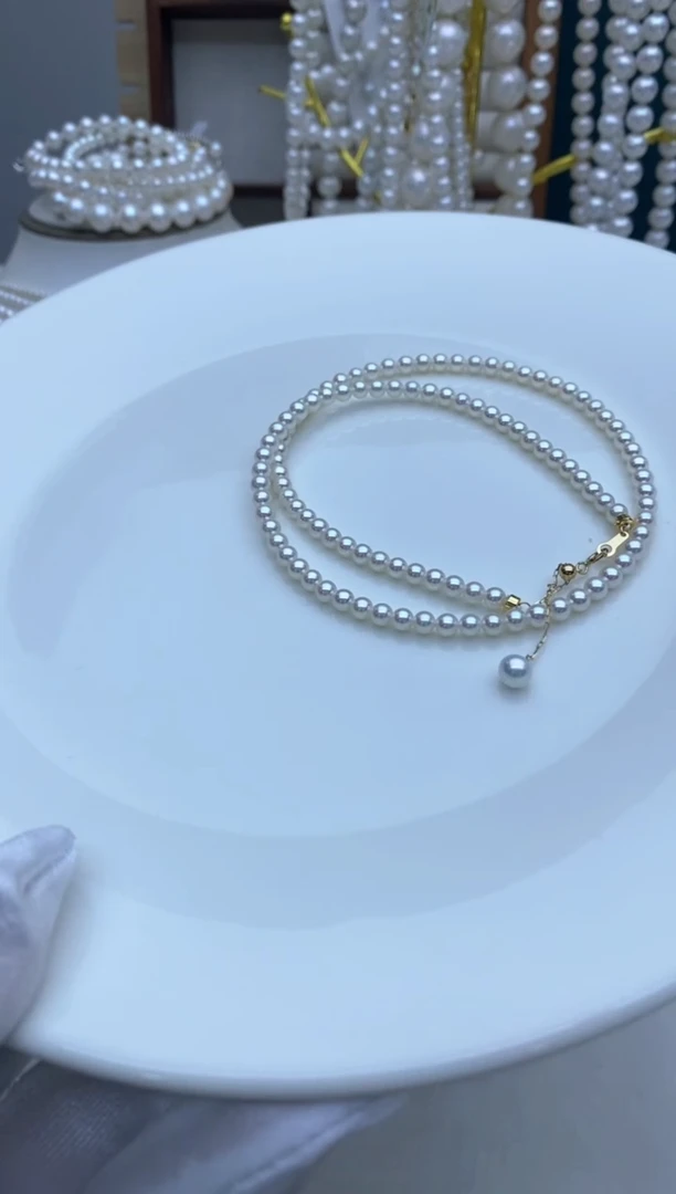 【闪购商品】淡水珍珠项链18K金镶嵌3-4