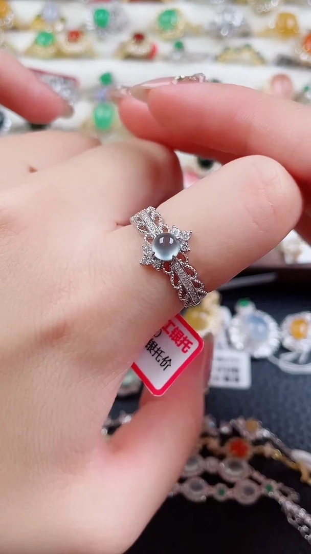 银S925镶嵌戒指翡翠36