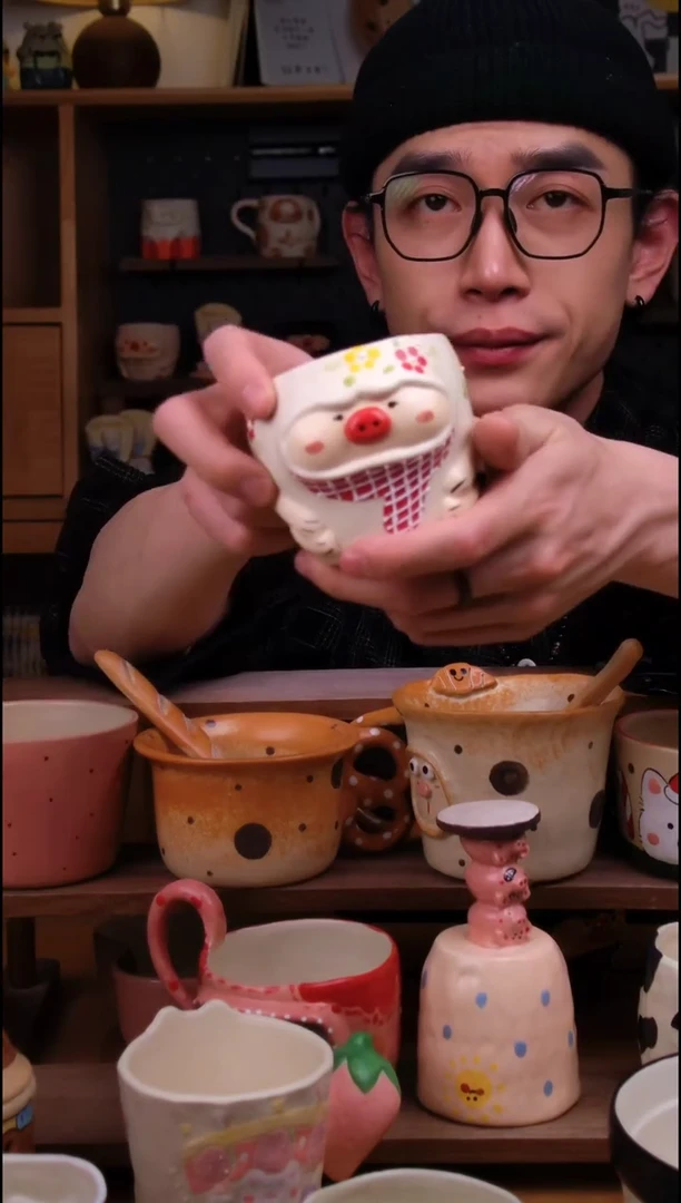 杯子陶景德镇可爱设计师款陶瓷