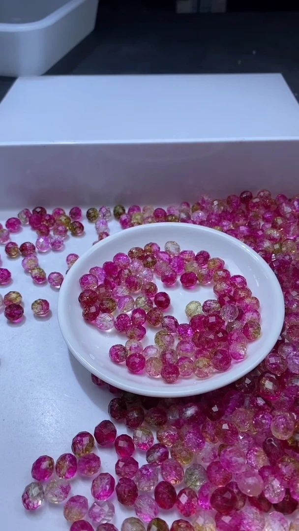 颈饰未镶嵌水晶W3274西瓜碧玺切面米珠9MM*10颗